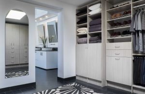 Close up of a custom walk-in closet