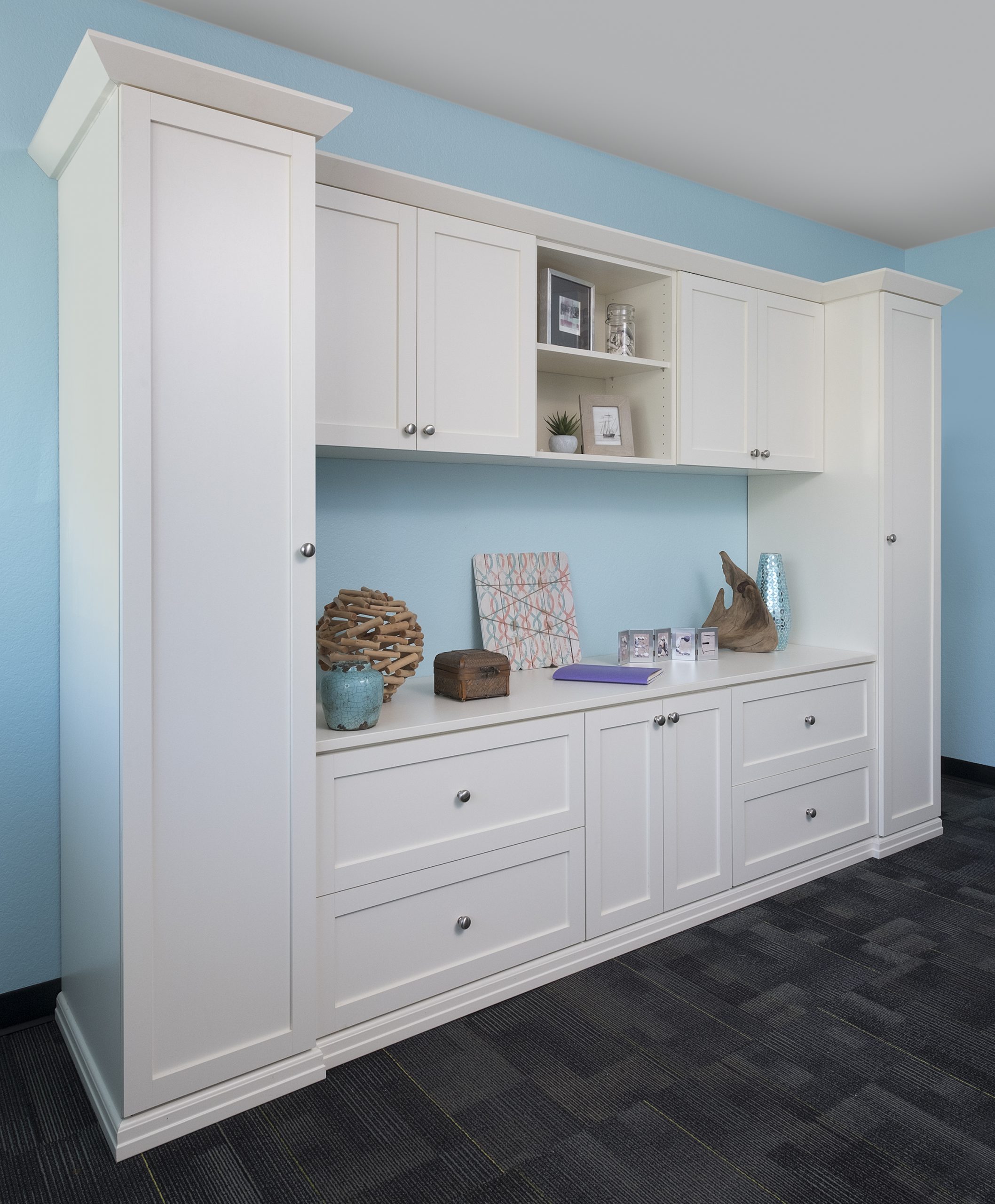 White home office cabinets